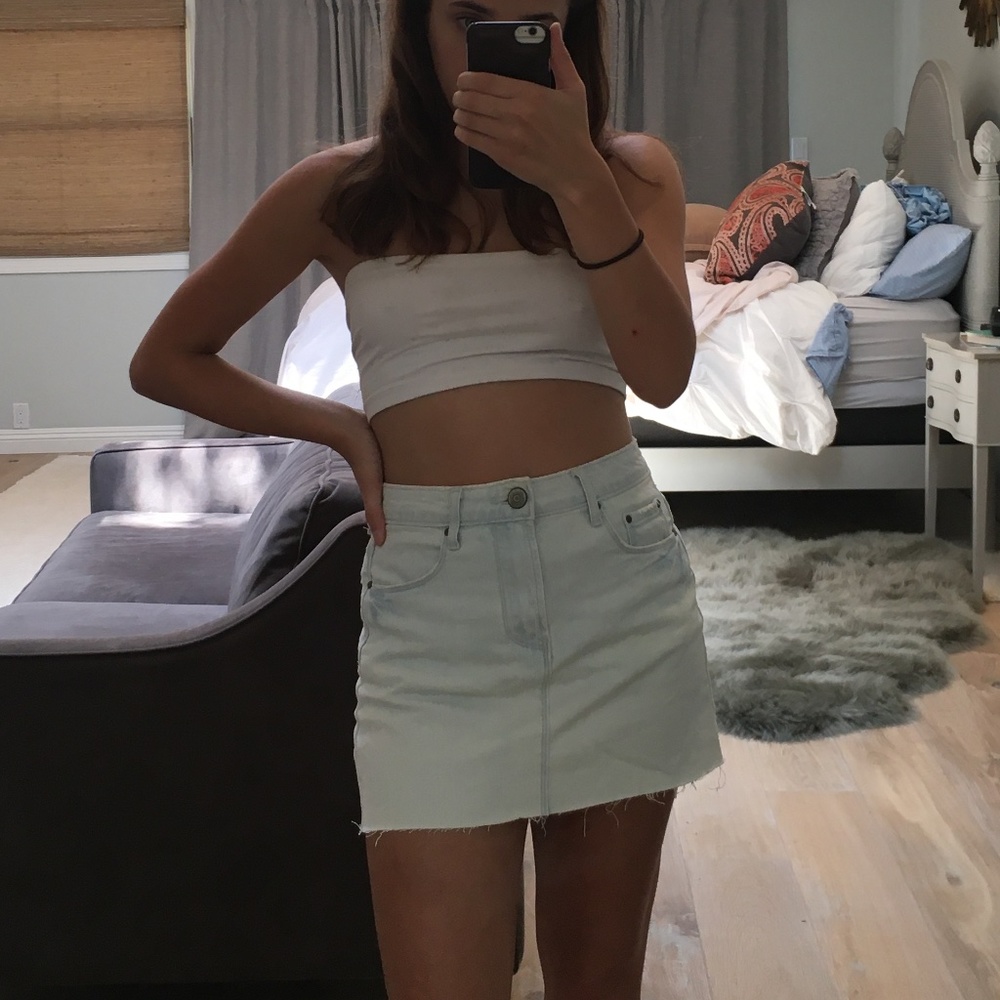 light wash, jean skirt